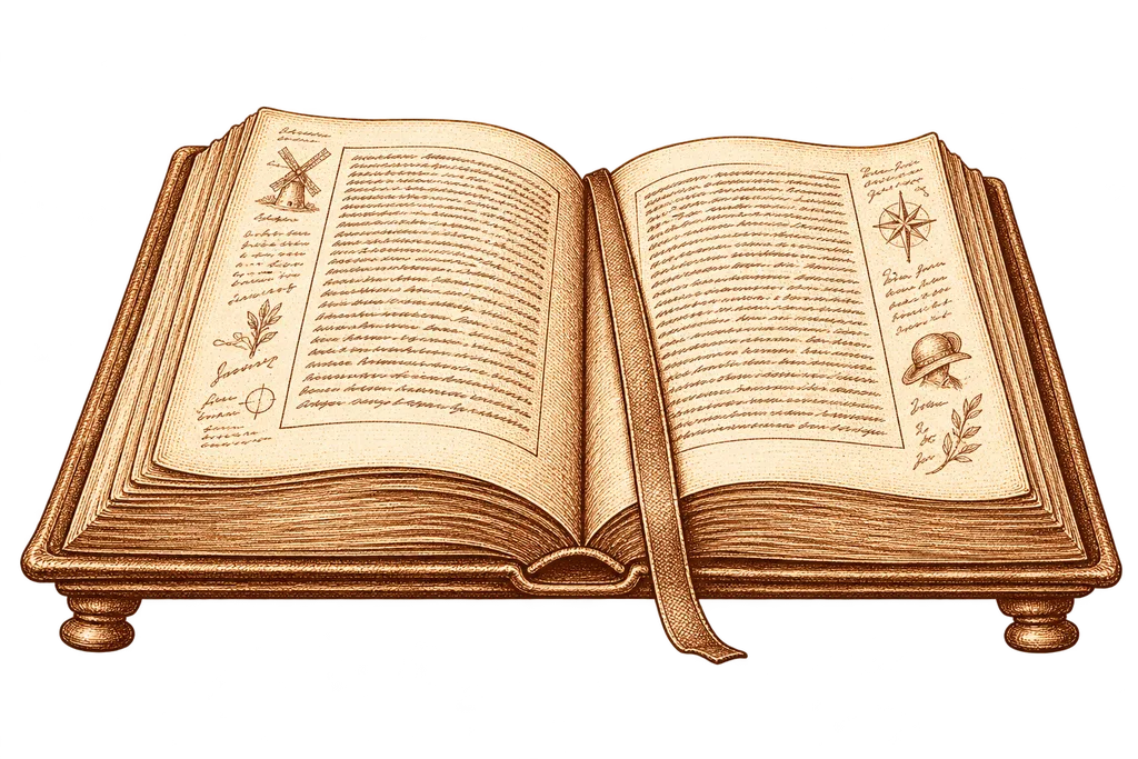Un libro abierto con anotaciones ilustra la lectura del Quijote con introducción de Jesús G. Maestro.