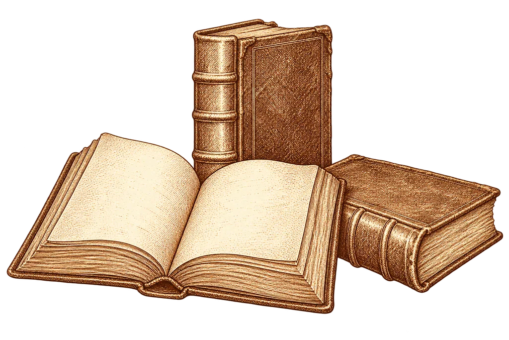 Tres libros de distintas encuadernaciones, uno abierto, ilustran la guía de ediciones del Quijote.