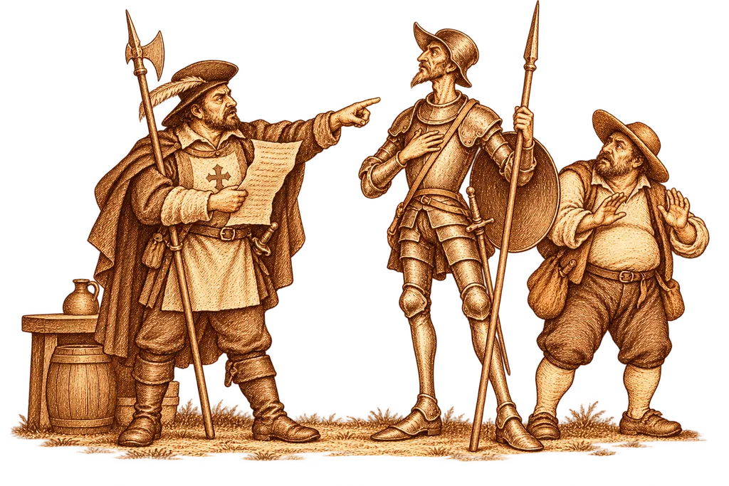 Un cuadrillero reconoce a Don Quijote en el mandamiento de la Santa Hermandad.
