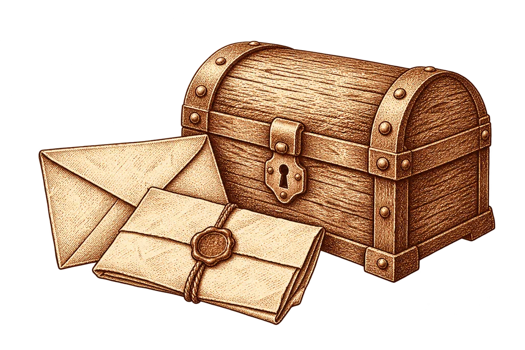 A closed chest protects a letter.