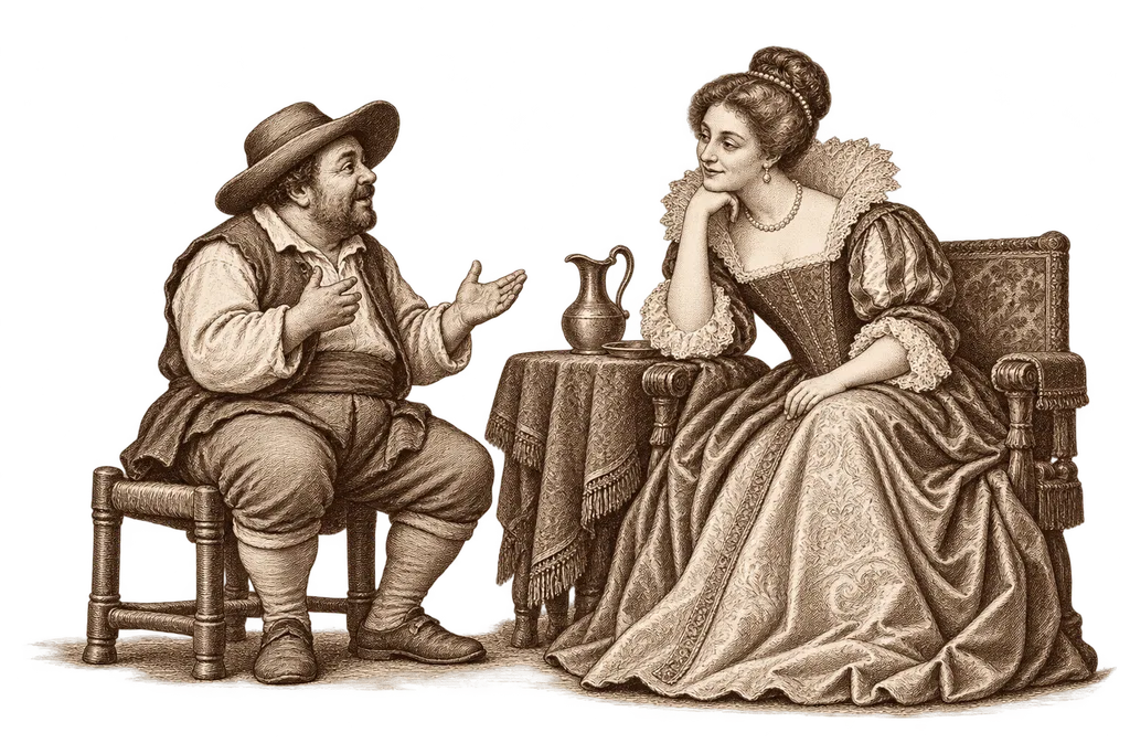 Sancho tells the duchess about his inventions concerning Dulcinea.