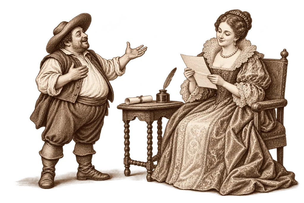 The duchess reads the letter Sancho dictated for Teresa.