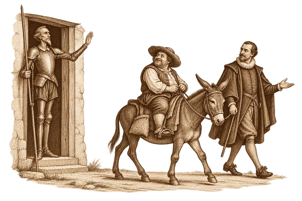 Sancho departs for Barataria with the duke's steward.