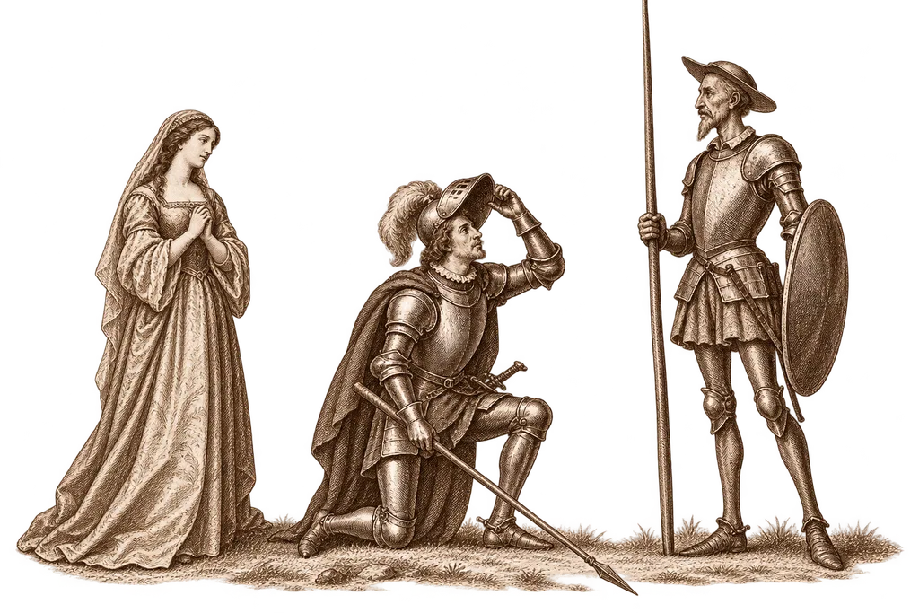 Tosilos lowers his lance and yields to Don Quixote so he can marry the young woman.