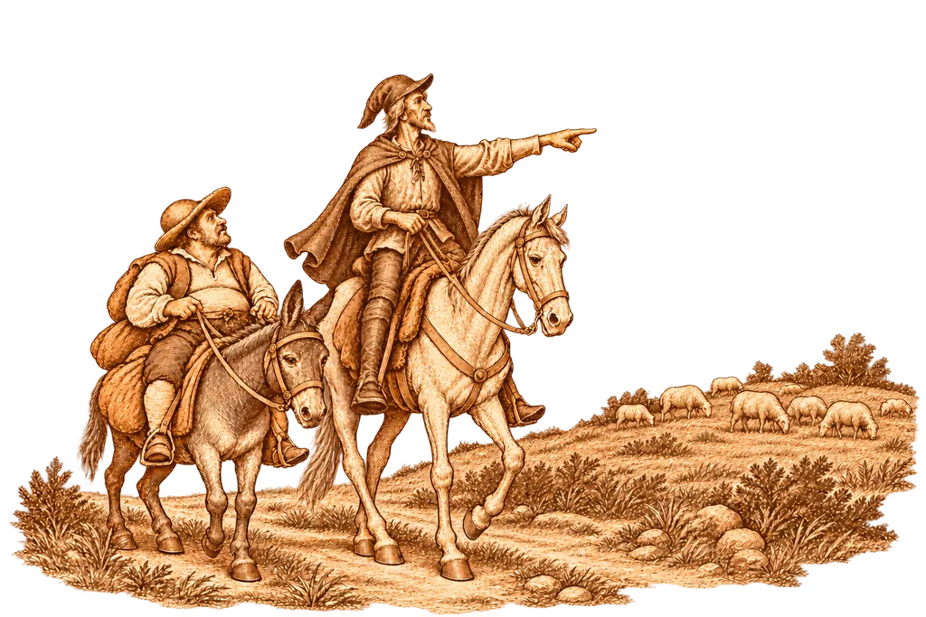 Don Quixote proposes spending his retirement as a shepherd with Sancho.